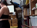 Latina toys her pussy as officer watches 