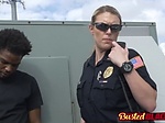 MILF busty cops ride black cock on the roof 