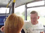 Threesome fucking party in public bus 