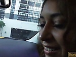 Big boobs Sarai hitchhikes and stuffed in public place 