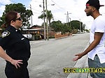 Black tattoed criminal banging a white cop 