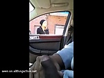  Blonde girl watches him jerking off in car 