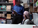 Brunette shoplifter is caught and banged 
