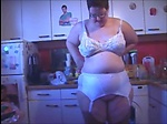 Fat mature lady shit on her bra and wears it 