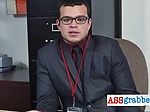 Nerdy Ass grabber takes 2 bears in the office 