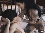 Tattooed sluts Joanna and Aiden got their twats pounded 