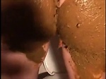 Dirty girl smearing shit all over her body 