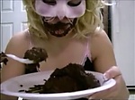 Masked blonde eating her own shit 