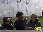 A black guy running away from three female cops 