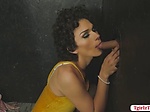 Transbabe Alisia Rae gets anal in the gloryhole by a Ho 