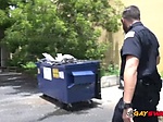 Criminal is subdued into taking Gay officers big cocks 