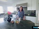 Busty MILF stepmom gives pussy for breakfast to stepson 