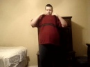 Fat guy gets fully naked and dances 