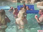 Shemales having group sex by the pool 