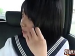 cute Japanese student sex in car 