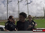 Horny cops arrest a black dude to fuck him hard outdoor 