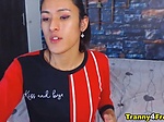 Latina Tranny Wildly Plays Her Dick on Cam 