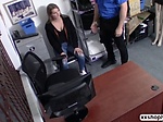 Shoplifter Aria Carson kneels and suck LP Guys big cock 