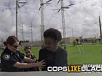 Black dude tries to escape from two horny cops that wan 