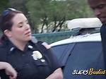 A black guy have sex with two female police officers 