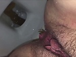 Hairy girl shitting in the toilet 