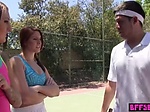 Busty tennis teen fucked in front of her BFFs outdoor 