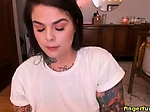 Hot Tattoo BBW chick fingerfucks herself live on webcam 