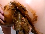 Dirty girl masturbating with a lot of shit and orgasm 