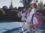 Foursome with kinky teens at the tennis court 