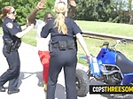 Two horny cops get into an interracial threesome after  
